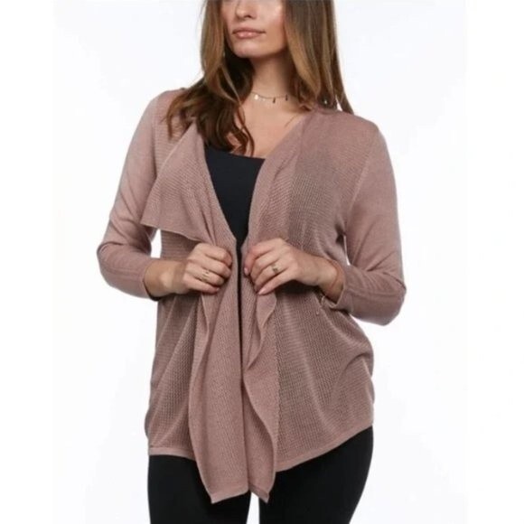 August Silk Womens Open Knit Drape Front Viscose Cardigan Size M - Picture 1 of 15